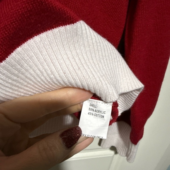 QUEEN OF SPARKLES Bold Red Crew Neck Sweater roll tide Alabama crimson L - Picture 6 of 6